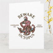 Carte Attention Octopus Créature Nautique Tentacle Monst (Fleur jaune)