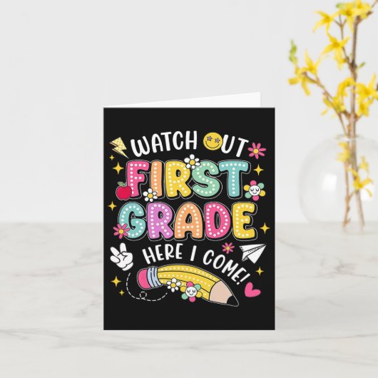 Carte Attention première année, j'arrive ! Retour à l'éc (Fleur jaune)