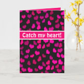 Carte Attrape Mon Coeur ! Coeurs roses modernes Valentin (Fleur jaune)