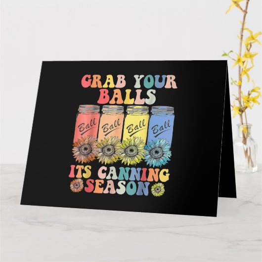 Carte Attrapez Vos Boules Sa Saison De Canning Hippie2 (Fleur jaune)
