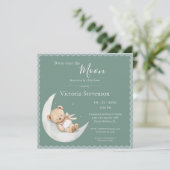 Carte Au-dessus du Baby shower vert de l'ours de lune (Debout devant)