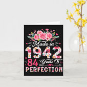 Carte (au dos) 84 décorations d'anniversaire femmes 84èm (Fleur jaune)