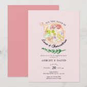 Carte au fromage aquarelle | Fête des mariées aqua (Devant / Derrière)