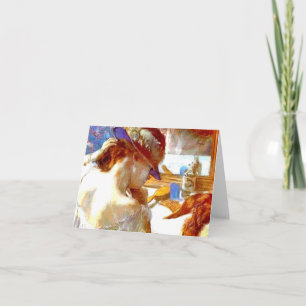 Carte "Au miroir" par Edgar Degas Note Card