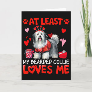 Carte Au moins mon Bearded Collie m'aimant Saint-Valenti