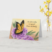 Carte Au pasteur et à la famille Joyeux papillon du Nouv (Fleur jaune)
