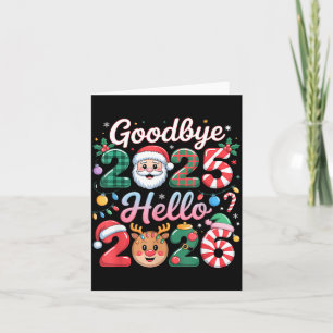 Carte Au revoir 2025 Bonjour 2026 Noël Nouvel An Cadeau 