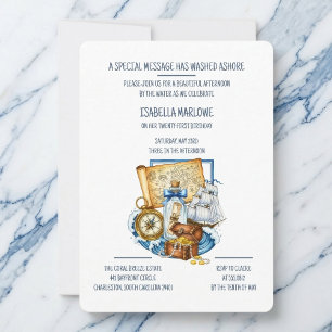 Carte au trésor d'un coffre au bateau Invitation d
