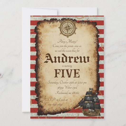 Carte au trésor personnalisée Crâne de pirate Ahoy (Devant)