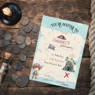 Carte au trésor pirate pour invitation de fête d'e