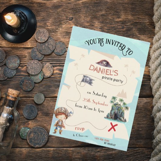 Carte au trésor pirate pour invitation de fête d'e