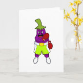 Carte Aubergine à la boxe avec des gants de boxe (Fleur jaune)