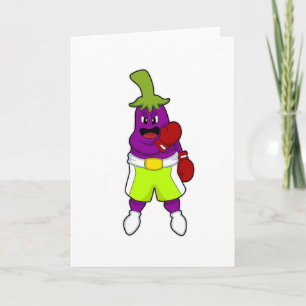 Carte Aubergine à la boxe avec des gants de boxe