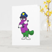 Carte Aubergine en policier avec Bâton (Fleur jaune)