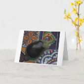 Carte Aubergine sur des tuiles (Fleur jaune)