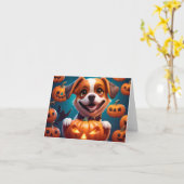 Carte AUCUN Trucs JUSTE traiter mignon Halloween Chiot O (Fleur jaune)