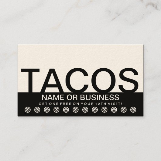 carte audacieuse de fidélité de client de TACOS (Devant)