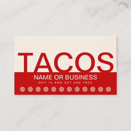 carte audacieuse de fidélité de client de TACOS (Devant)