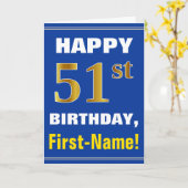 Carte Audacieux, bleu, anniversaire d'or de Faux (Fleur jaune)