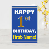 Carte Audacieux, bleu, anniversaire d'or de Faux ęr avec (Fleur jaune)
