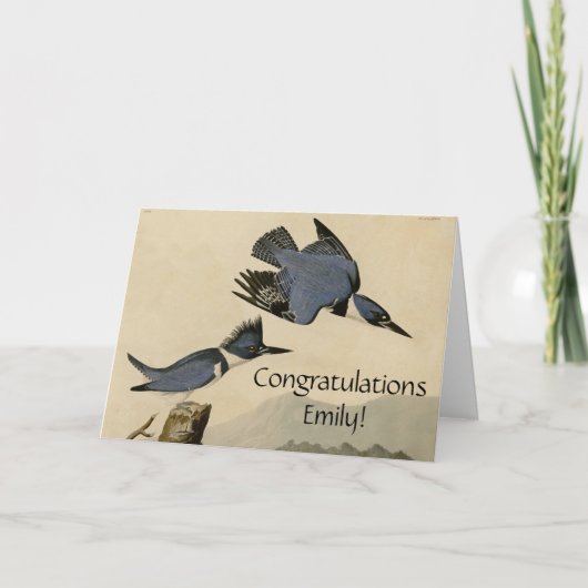 Carte Audubon Belted Kingfisher Wildlife Bird (Devant)