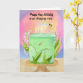Carte Aunt Happy May Birthday Lily of Valley (Fleur jaune)