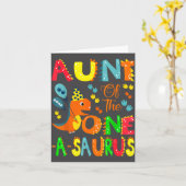 Carte Aunt Of The One-a-saurus 1st Birthday Boy Dinosaur (Fleur jaune)