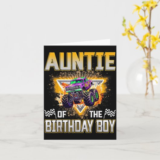 Carte Auntie Of The Birthday Boy Monster Truck Birthday (Fleur jaune)