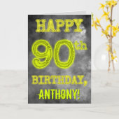 Carte Aura éffrayante brillante "HEUREUX 90ème anniversa (Fleur jaune)