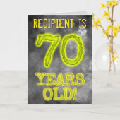 Carte Aura éffrayante brillante Look "70 ANS !" + Nom (Fleur jaune)