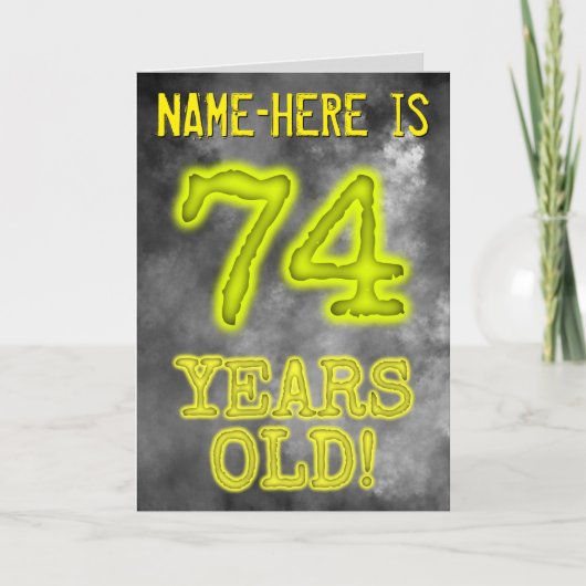 Carte Aura éffrayante brillante Look "74 ANS !" + Nom (Devant)