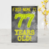 Carte Aura éffrayante brillante Look "77 ANS !" + Nom (Fleur jaune)