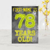 Carte Aura éffrayante brillante Look "78 ANS !" + Nom (Fleur jaune)