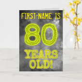 Carte Aura éffrayante brillante Look "80 ANS !" + Nom (Fleur jaune)