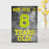 Carte Aura éffrayante brillante Look "8 ans!" + Nom (Fleur jaune)