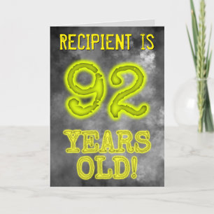 Carte Aura éffrayante brillante Look "92 ANS !" + Nom