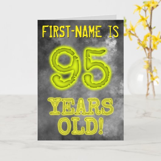 Carte Aura éffrayante brillante Look "95 ANS !" + Nom (Fleur jaune)