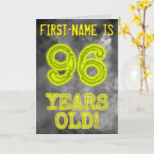 Carte Aura éffrayante brillante Look "96 ANS!" + Nom (Fleur jaune)