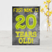 Carte Aura éffrayante Lumineuse "20 ANS !" + Nom (Fleur jaune)