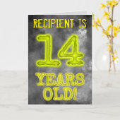 Carte Aura éffrayante Lumineuse Look "14 ANS !" + Nom (Fleur jaune)