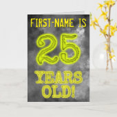 Carte Aura éffrayante Lumineuse Look "25 ANS !" + Nom (Fleur jaune)