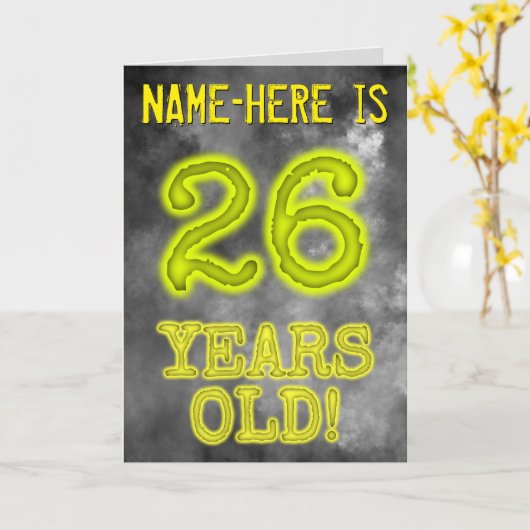 Carte Aura éffrayante Lumineuse Look "26 ANS !" + Nom (Fleur jaune)