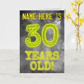 Carte Aura éffrayante Lumineuse Look "30 ANS !" + Nom (Fleur jaune)