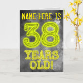 Carte Aura éffrayante Lumineuse Look "38 ANS !" + Nom (Fleur jaune)