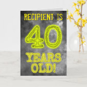 Carte Aura éffrayante Lumineuse Look "40 ANS !" + Nom (Fleur jaune)