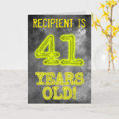 Carte Aura éffrayante Lumineuse Look "41 ANS !" + Nom (Fleur jaune)