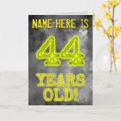 Carte Aura éffrayante Lumineuse Look "44 ANS !" + Nom (Fleur jaune)