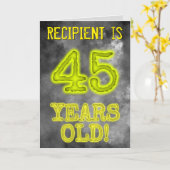 Carte Aura éffrayante Lumineuse Look "45 ANS !" + Nom (Fleur jaune)