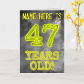 Carte Aura éffrayante Lumineuse Look "47 ANS !" + Nom (Fleur jaune)