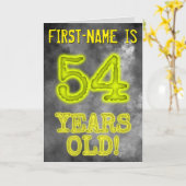 Carte Aura éffrayante Lumineuse Look "54 ANS !" + Nom (Fleur jaune)